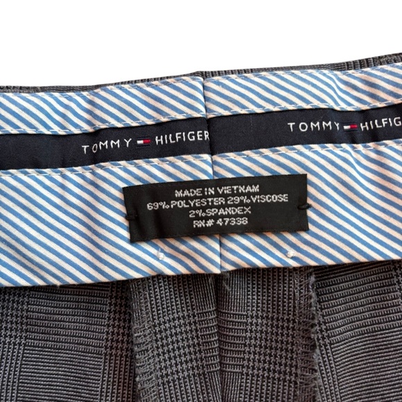 Tommy Hilfiger Dress Pants 40x32 gray slacks men’s bottoms workwear grid pattern - Picture 4 of 11